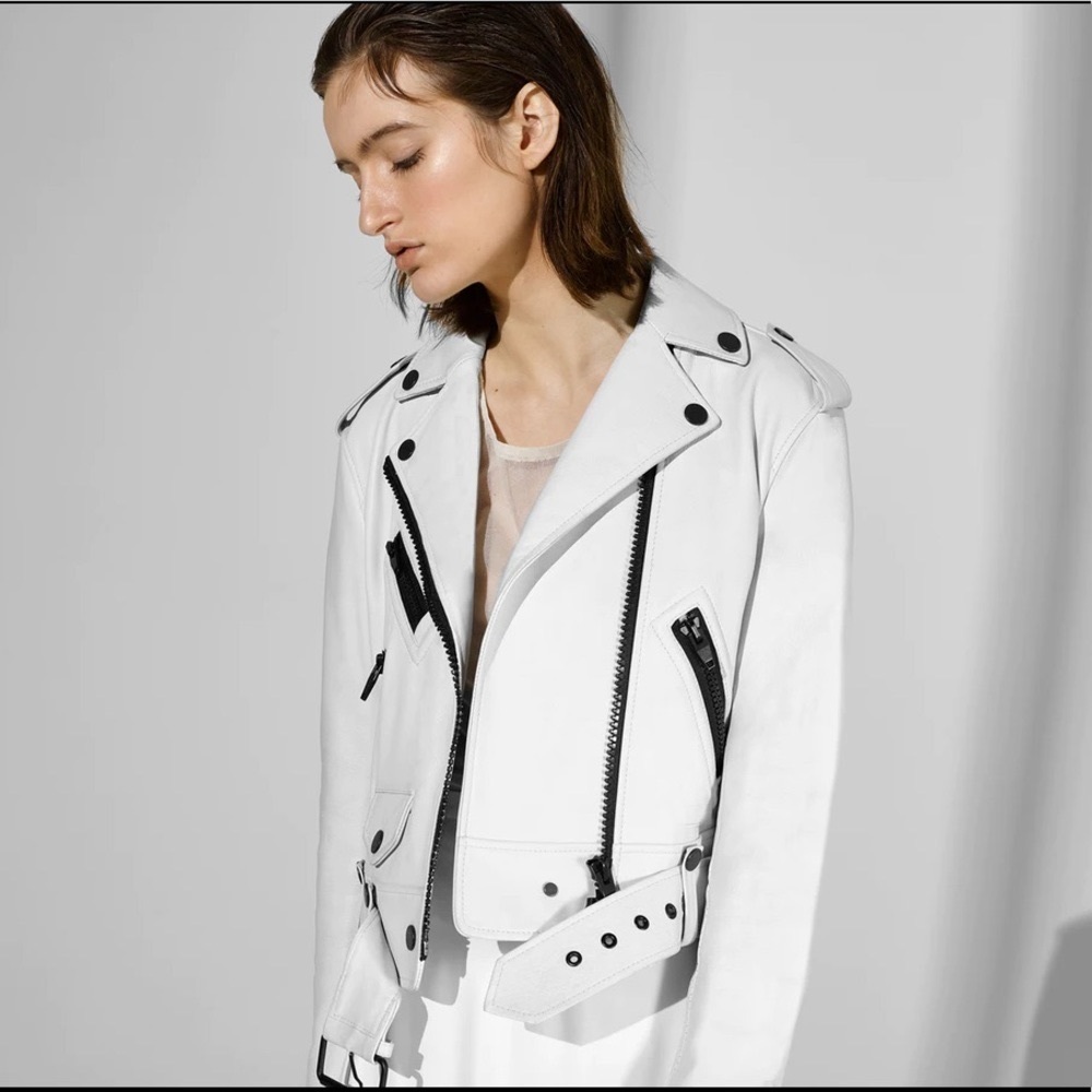 THE ARRIVALS WHITE VADER MOTO BIKER JACKET